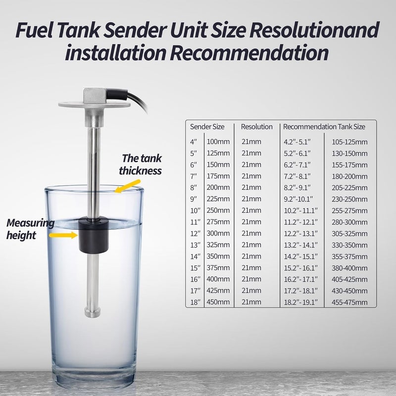 OXCANO 240-33 ohms 9"(225mm) Fuel Sending Unit Marine Boat Gas Tank Sender Fuel Gauge Sending Unit Sensor for Truck Car Fuel Water Level Gauge Sensor Stainless Steel Fuel Gas Tank Sender - Image 4